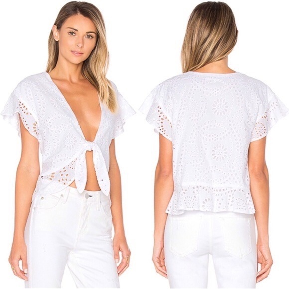 TULAROSA X REVOLVE | WINNIE WHITE EYELET BLOUSE XL - Picture 2 of 7